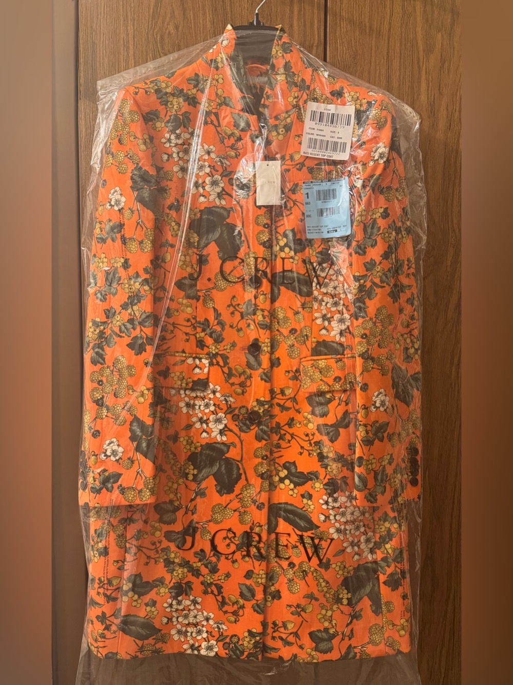 NWT J. Crew Collection Ratti Regent Top Coat Terracotta Floral Wool Blend Size 6 - Picture 12 of 16